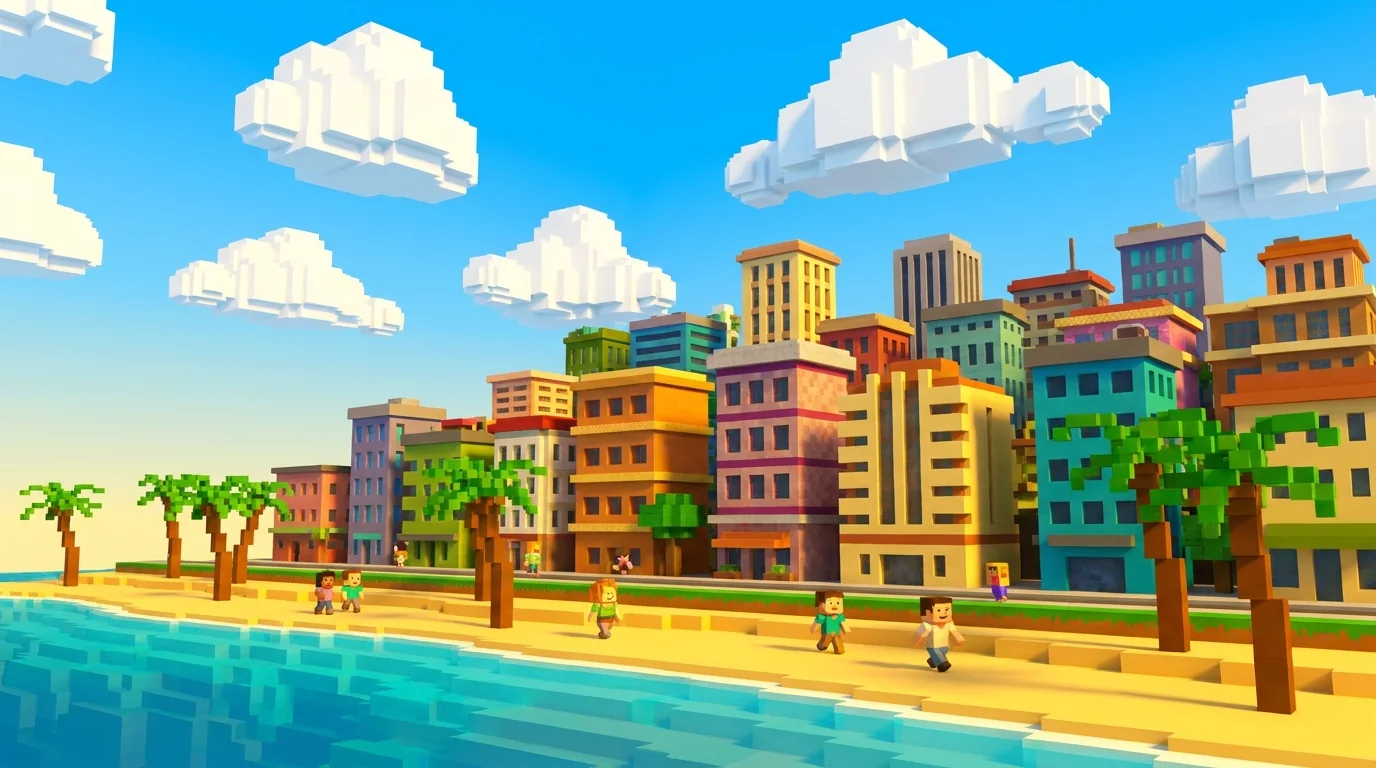 Sonnige Skyline am Meer